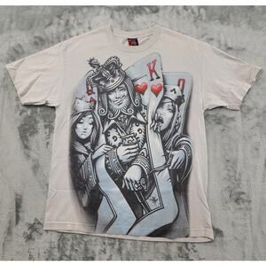 Vintage OG Abel Short Sleeve Poker Graphic Tee Size L Gray King Queen Gangsta